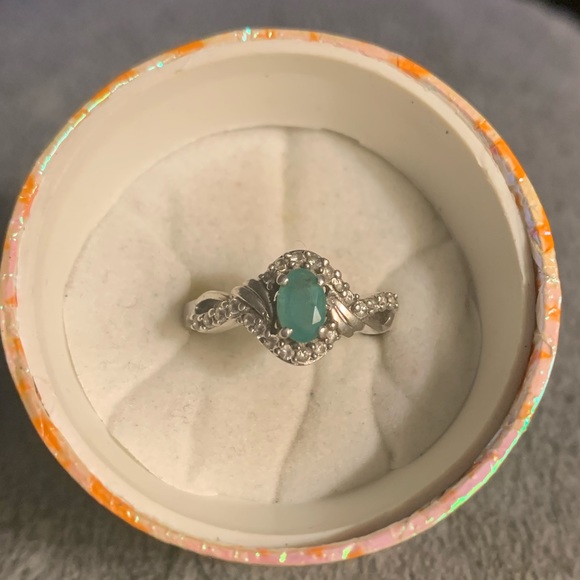 Genuine Secota emerald & zircon sterling ring - Picture 2 of 9